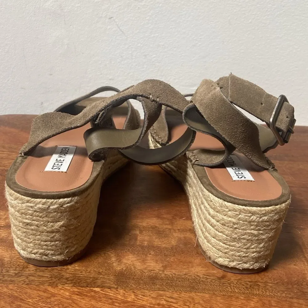 Steve Madden Elody Green Espadrilles Suede Casual